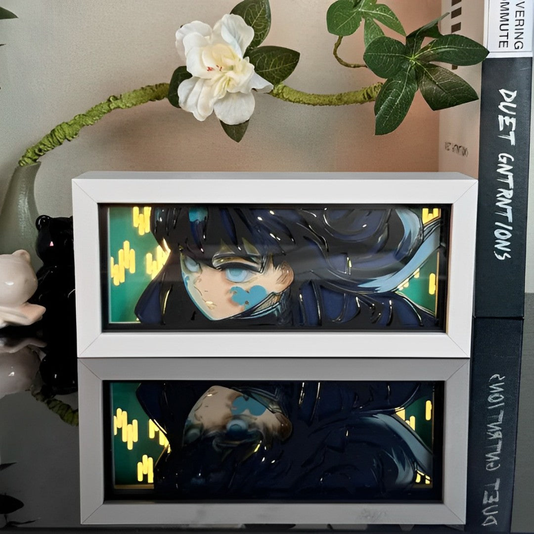 Demon Slayer Muichiro Tokito Anime Light Box de Myanimelightbox, allumé avec une lumière ambiante