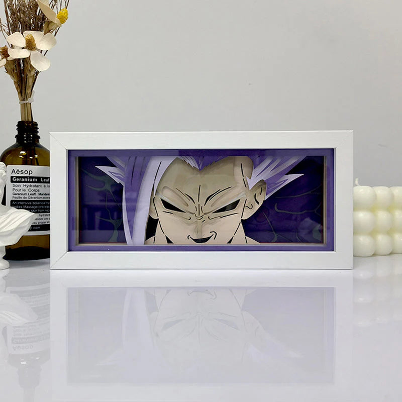 Dragon Ball Z Gohan beast anime light box by MyAnimeLightbox, display off, in white frame with decorative background