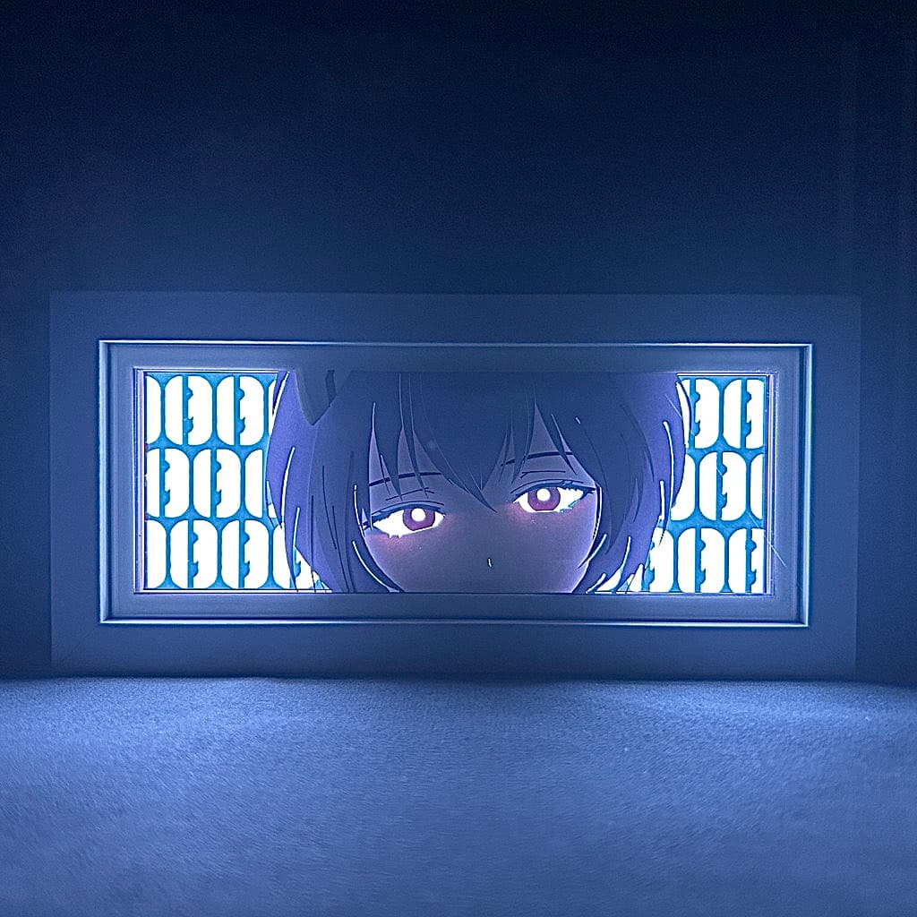 Evangelion Rei Ayanami anime light box by MyAnimeLightbox, glowing in dark room, dramatic lighting