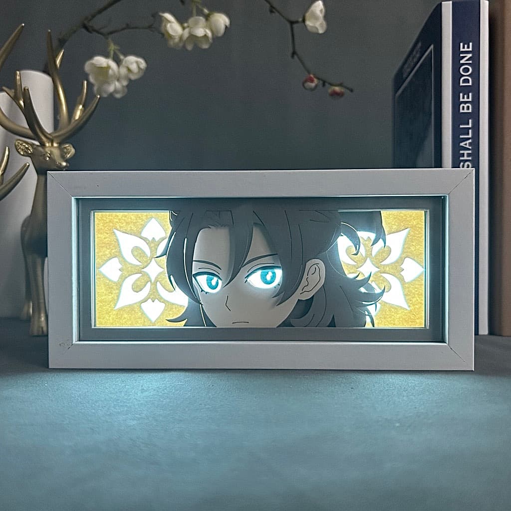 Genshin Impact albedo anime light box by myanimelightbox ، تم تشغيله مع ضوء الغرفة المحيطة