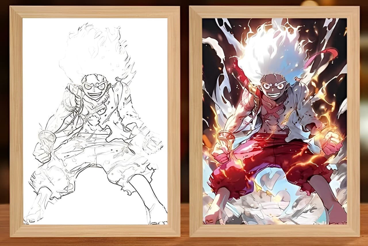 Décor de cadre lumineux Anime One Piece Luffy Gear 5