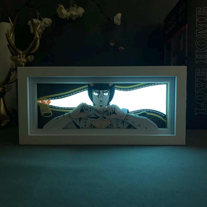 Jojo's Bizarre Adventure Bucciarati Anime Light Box من Myanimelightbox ، متوهجة في الغرفة المظلمة ، الإضاءة الدرامية