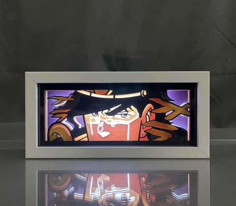 Jojo's Bizarre Adventure anime light box by MyAnimeLightbox, glowing in dark room, dramatic lighting