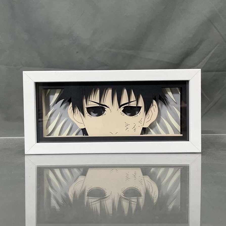 Jujutsu Kaisen Yuta Okkotsu Anime Box by Myanimelightbox ، عرض ، في إطار أبيض مع خلفية زخرفية