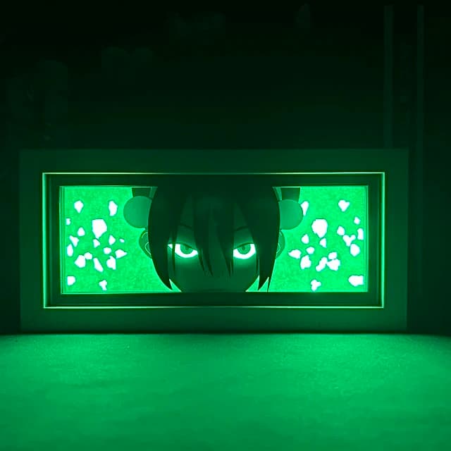 Last airbender Toph anime light box by MyAnimeLightbox, glowing in dark room, dramatic lighting