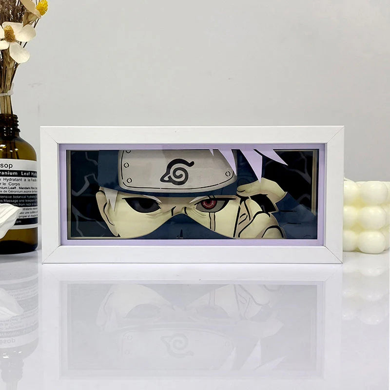 Naruto Kakashi Genjutsu Anime Light Box by Myanimelightbox ، عرض ، في إطار أبيض مع خلفية زخرفية