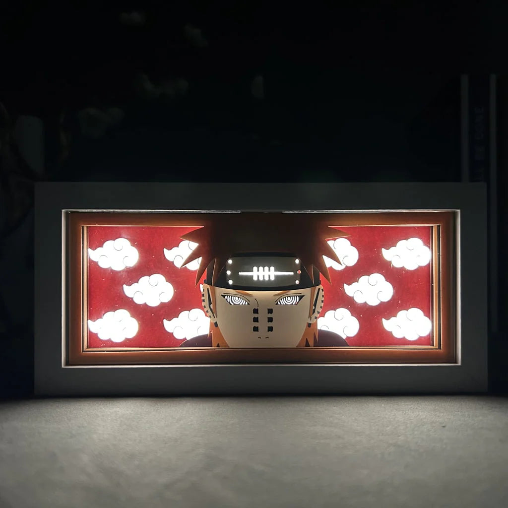 Naruto Pain anime light box by MyAnimeLightbox, glowing in dark room, dramatic lighting