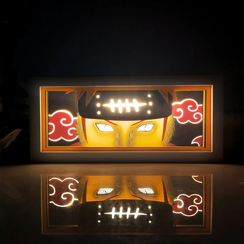 Naruto Six Path Pain anime light box by MyAnimeLightbox, glowing in dark room, dramatic lighting