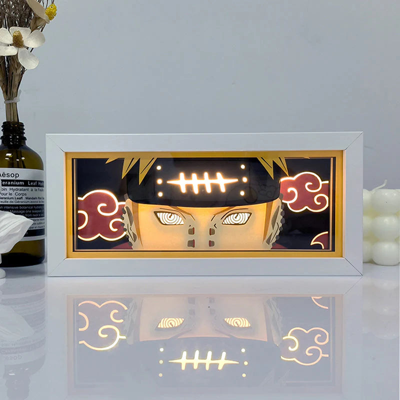 Naruto Six Path Pain anime light box glowing with light on, room lights visible, by MyAnimeLightbox