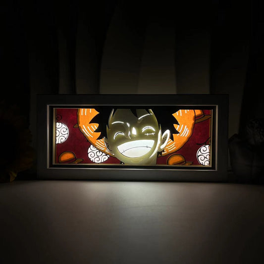 One Piece Luffy Smile Anime Light Box by Myanimelightbox, bercahaya di bilik gelap, pencahayaan dramatik