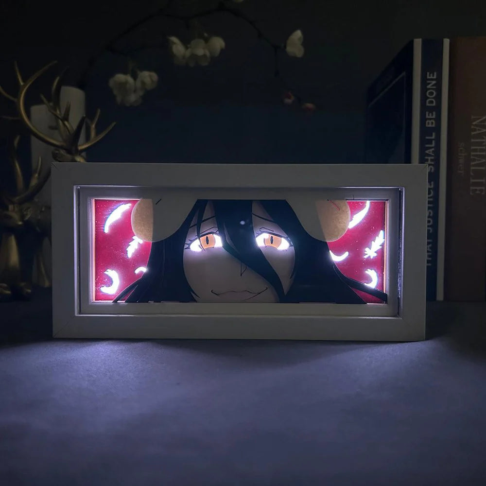 مربع الضوء الأنيمي أبيديو أبيدو من ميانيميليت بوكس ، متوهج في غرفة مظلمة ، إضاءة مثيرة