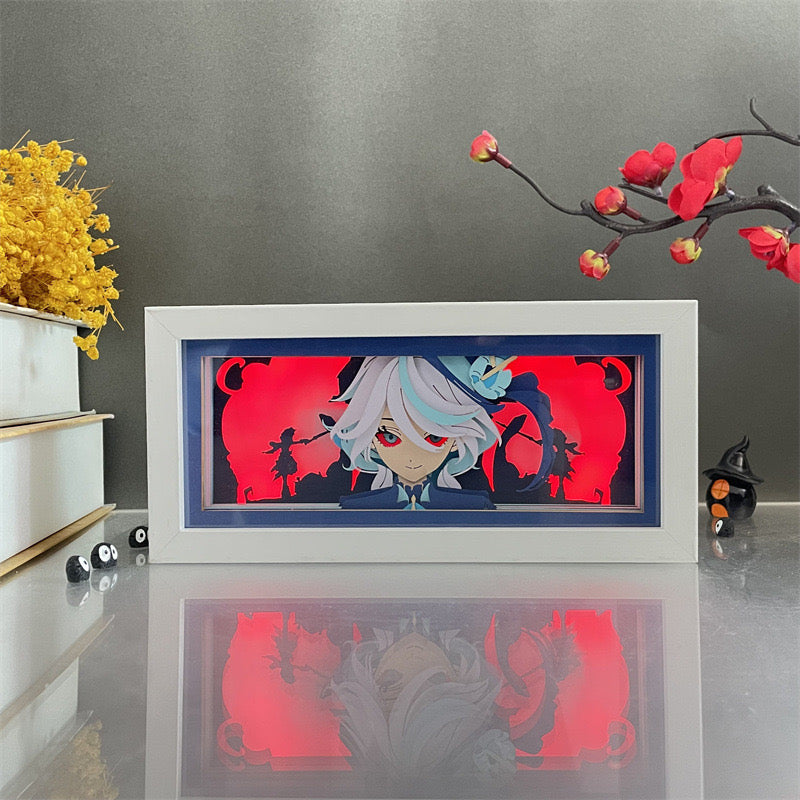 原神流浪者灯盒,散发着红色光芒,是原神粉丝的高级收藏品。.