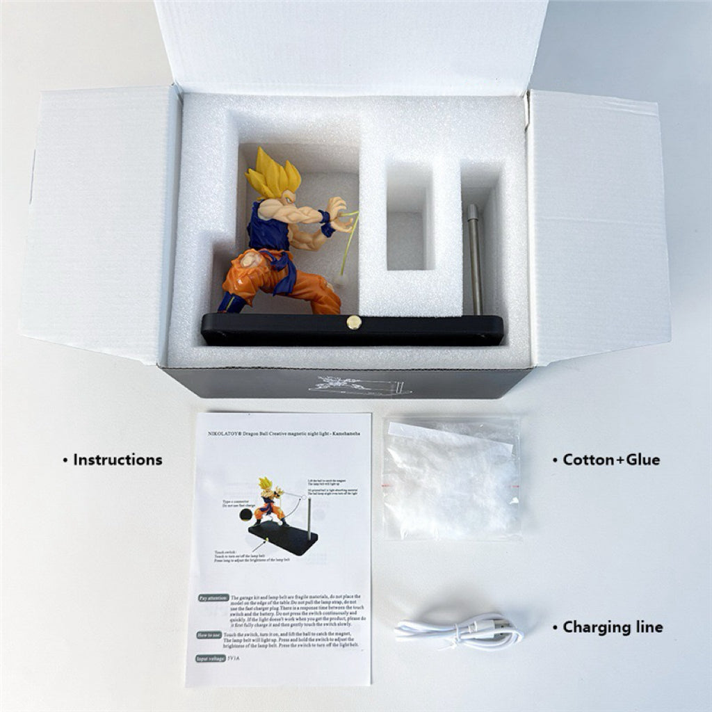 Kotak pembungkusan lampu anime Goku dengan lampu, awan kapas dan arahan