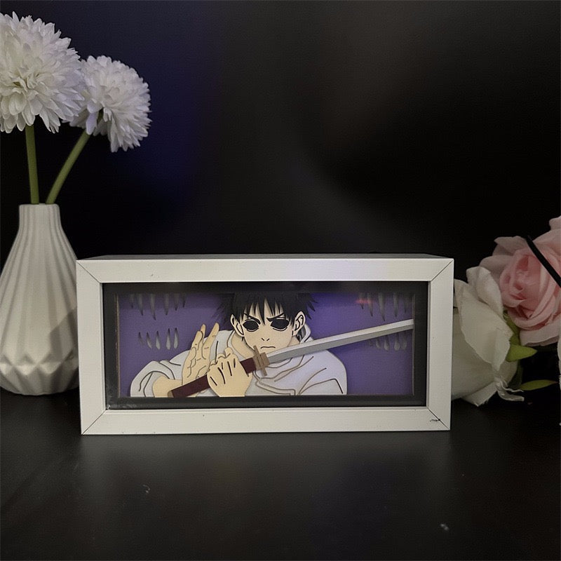 light off glow version of Yuta Okkotsu anime light box with intense stare