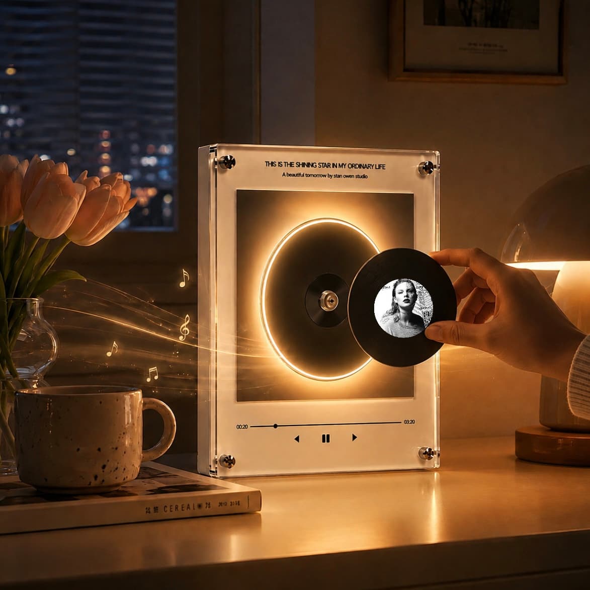 Carillon di Taylor Swift con disco in vinile magnetico e illuminazione a LED a luce calda