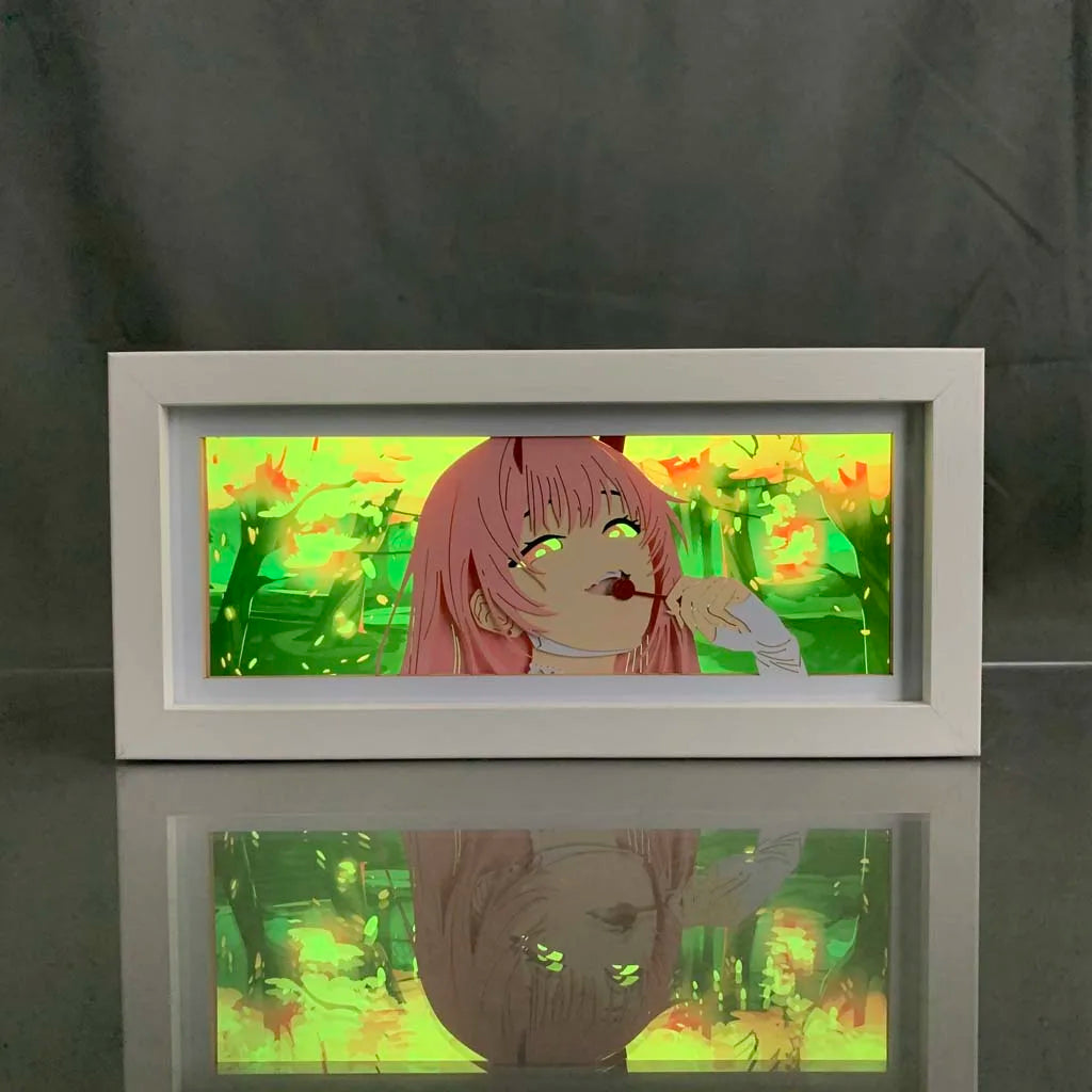 Zero Two Light Box en jaune brillant - décoration d'anime pour les chambres otaku
