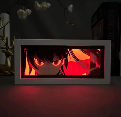 Akame Ga Kill Anime Caixa Luz por MyanimelightBox, brilhando em quarto escuro, iluminação dramática
