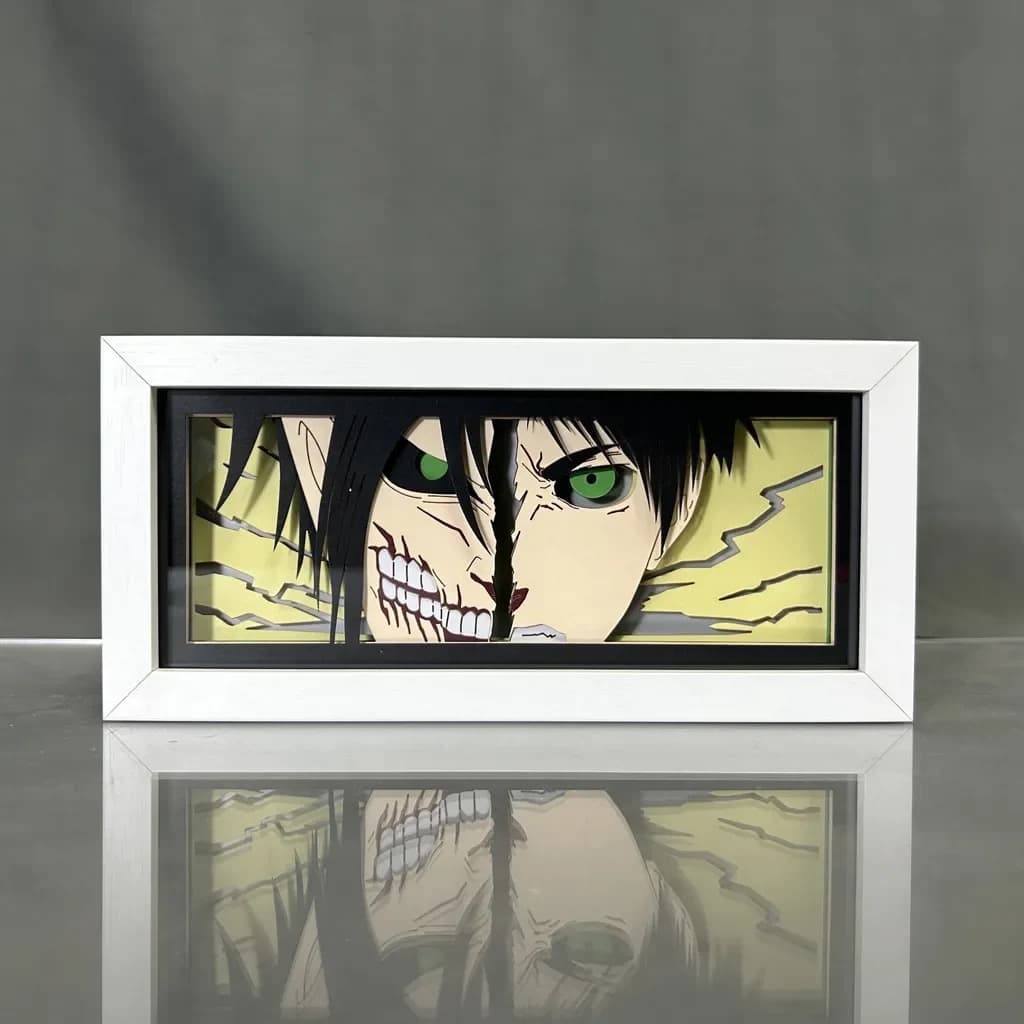 Attaque sur Titan Eren Titan Anime Light Box par Myanimelightbox, afficher, dans un cadre blanc avec fond décoratif