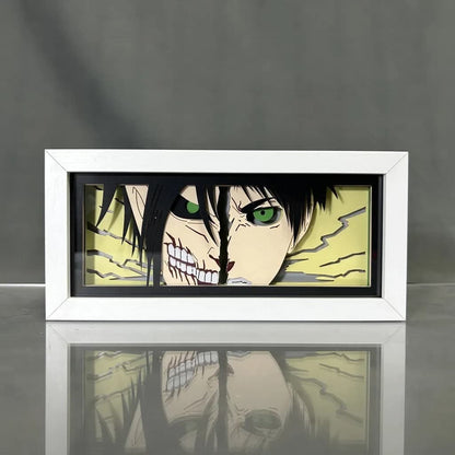 Attaque sur Titan Eren Titan Anime Light Box par Myanimelightbox, afficher, dans un cadre blanc avec fond décoratif