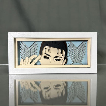 Ataque ao Titan Eren Anime Light Box by MyanImelightBox, exibição, em quadro branco com fundo decorativo