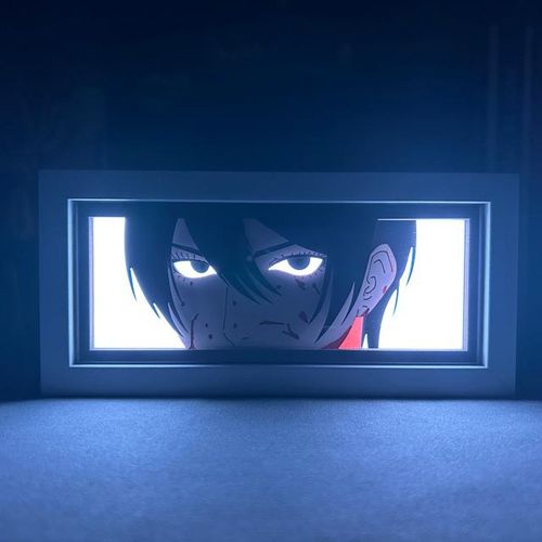 Attaque sur Titan Mikasa Anime Light Box par Myanimelightbox, brillant dans une pièce sombre, un éclairage dramatique

