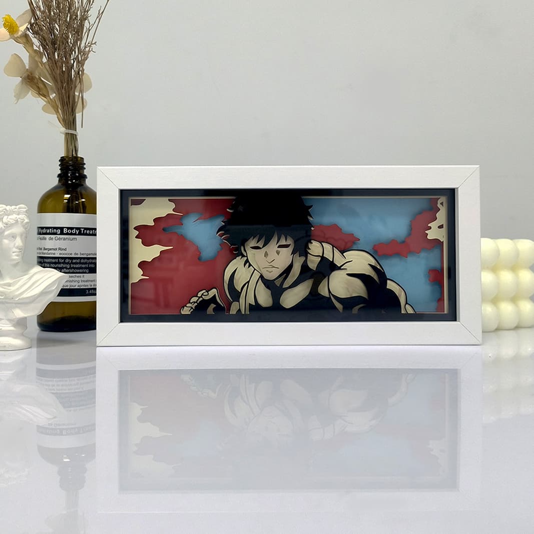 Baki Hanma Anime Light Box by MyanimelightBox, exibir, em quadro branco com fundo decorativo
