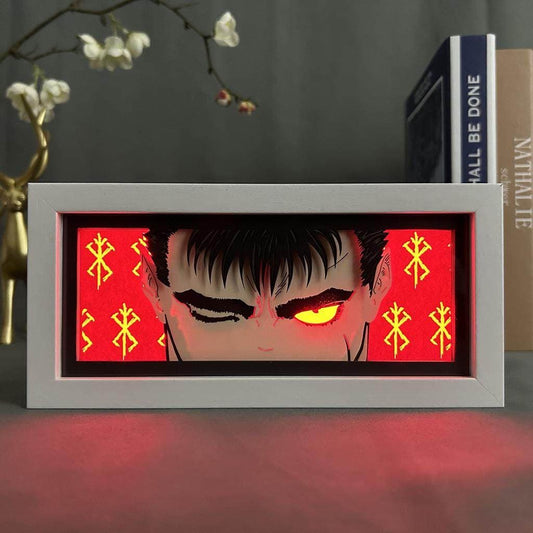 Berserk Guts Anime Light Box by Myanimelightbox, dihidupkan dengan cahaya bilik ambien