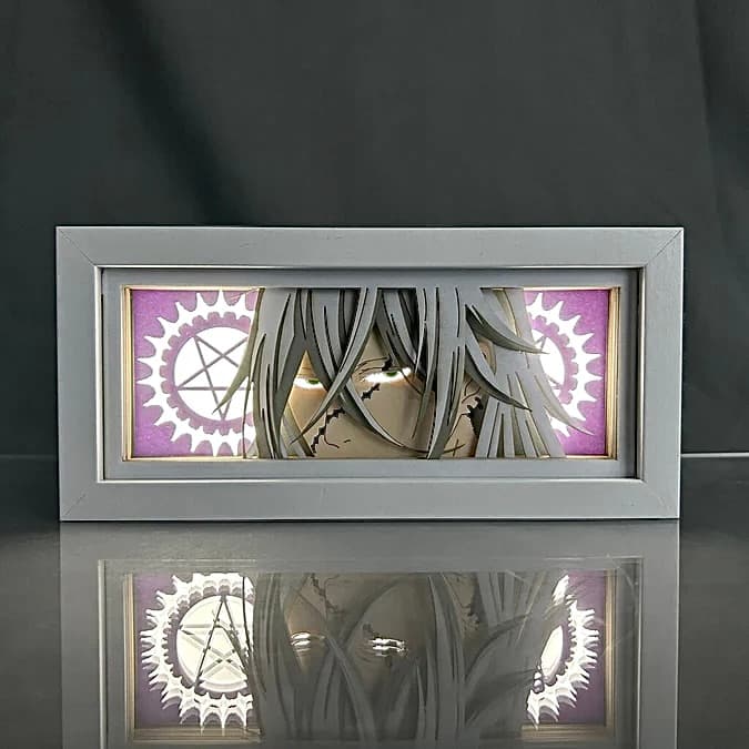 Kotak cahaya anime Black Butler Undertaker bercahaya dengan cahaya, lampu bilik kelihatan, oleh MyAnimelightBox