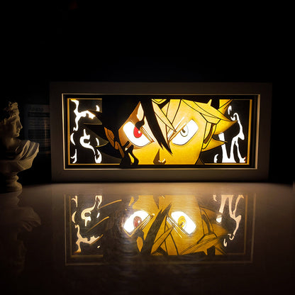 Black Clover Asta Anti Magic Anime Light Box by Myanimelightbox, bercahaya di bilik gelap, pencahayaan dramatik
