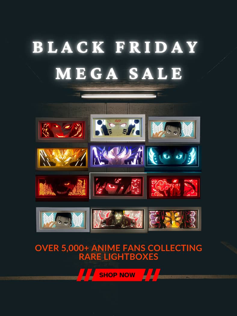 Black Friday Mega Sale featuring Anime Light Boxes with various anime characters for anime fans | MyAnimeLightbox