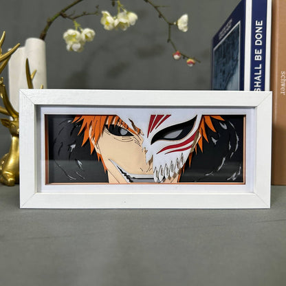 Bleach Ichigo Half Hollow Anime Light Box par Myanimelightbox, afficher, dans un cadre blanc avec fond décoratif