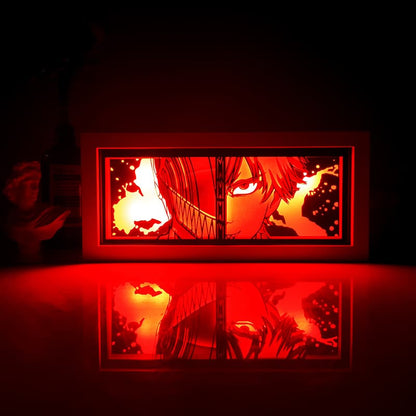 Bleach samengevoegd Hollow Ichigo Anime Light Box van MyanimelightBox, gloeiend in donkere kamer, dramatische verlichting
