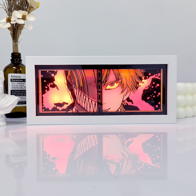 Bleach samengevoegd Hollow Ichigo Anime Light Box gloeiend met licht aan, kamerlichten zichtbaar, door MyanimelightBox