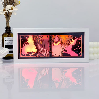 Bleach samengevoegd Hollow Ichigo Anime Light Box gloeiend met licht aan, kamerlichten zichtbaar, door MyanimelightBox