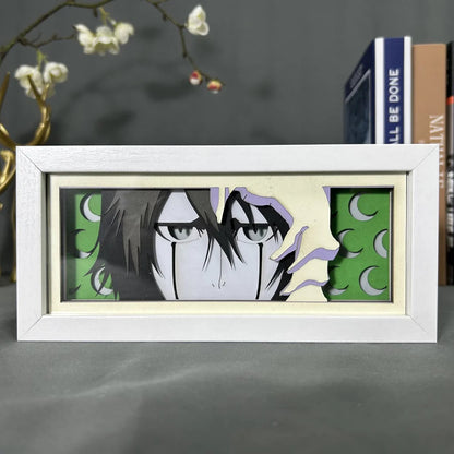 Boîte lumineuse animée Bleach Ulquiorra par Myanimelightbox, afficher, dans un cadre blanc avec fond décoratif