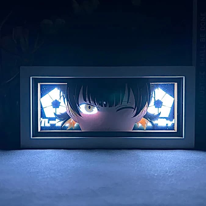 صندوق ضوء أنيمي الأزرق قفل Bachira من Myanimelightbox ، متوهج في غرفة مظلمة ، إضاءة مثيرة
