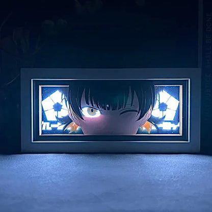 Blue Lock Bachira Anime Light Box by Myanimelightbox, bercahaya di bilik gelap, pencahayaan dramatik
