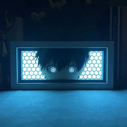 Blue Lock Isagi Anime Light Box by Myanimelightbox, bercahaya di bilik gelap, pencahayaan dramatik