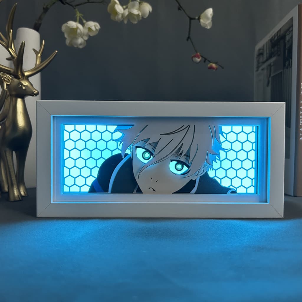 Blue Lock Nagi Seishiro Kotak Cahaya Anime oleh Myanimelightbox, dihidupkan dengan cahaya bilik ambien
