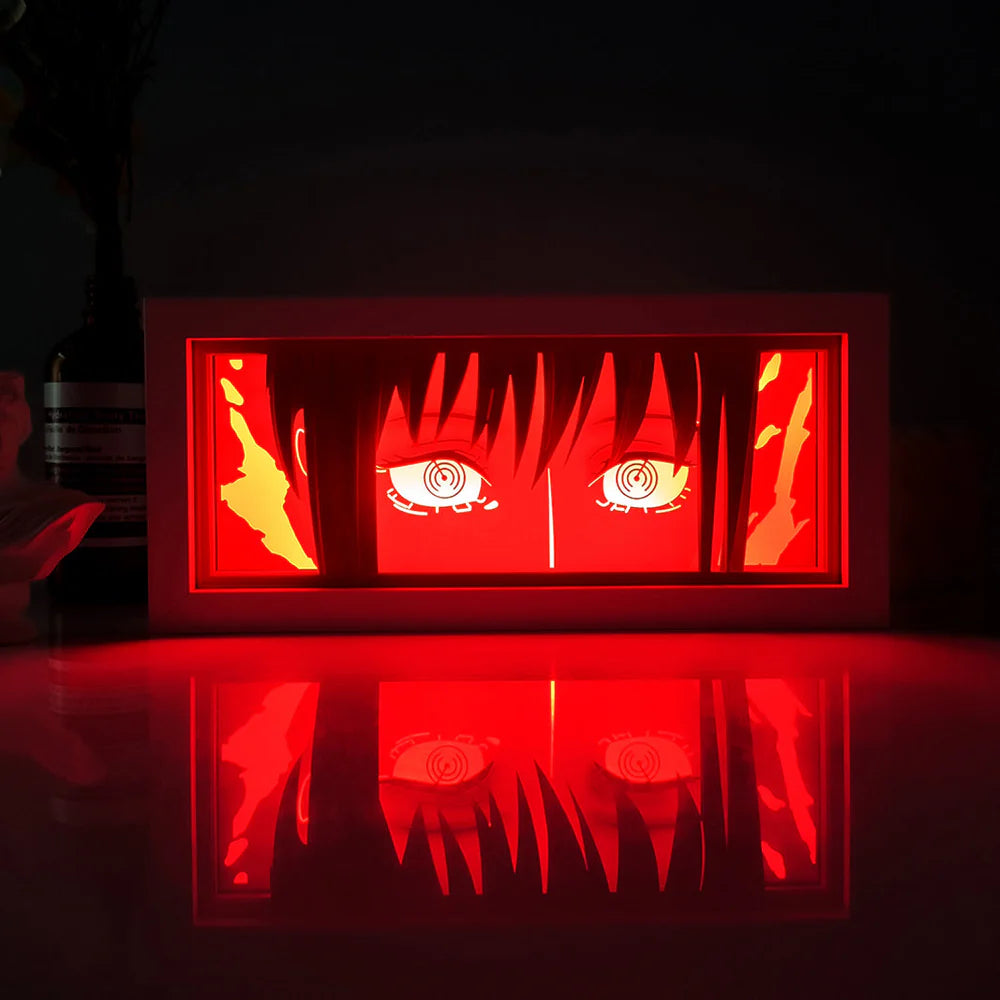 Chainsaw Man Makima Anime Light Box par Myanimelightbox, brillant dans une pièce sombre, un éclairage dramatique
