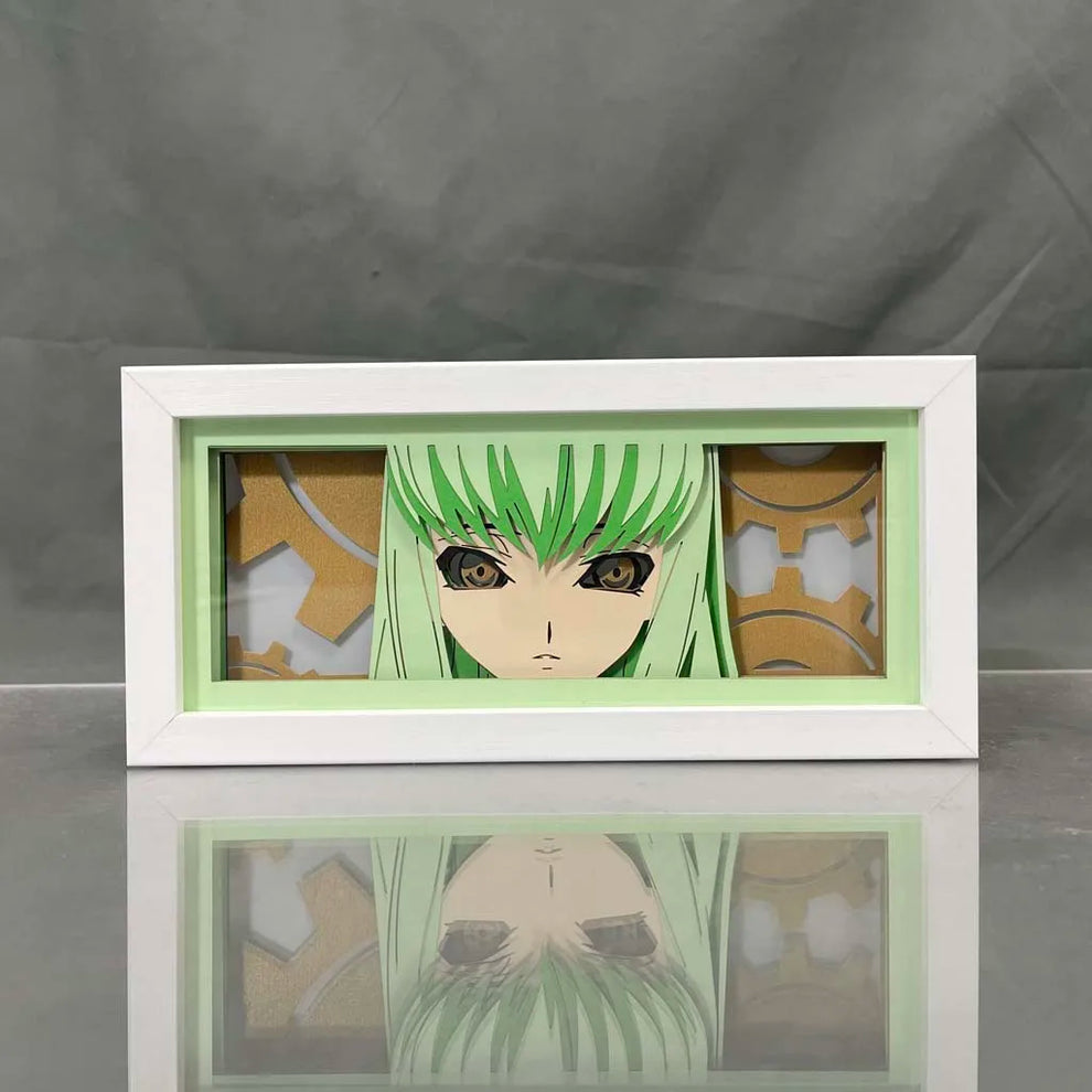 Code Geass CC Anime Light Box من Myanimelightbox ، عرض ، في إطار أبيض مع خلفية زخرفية
