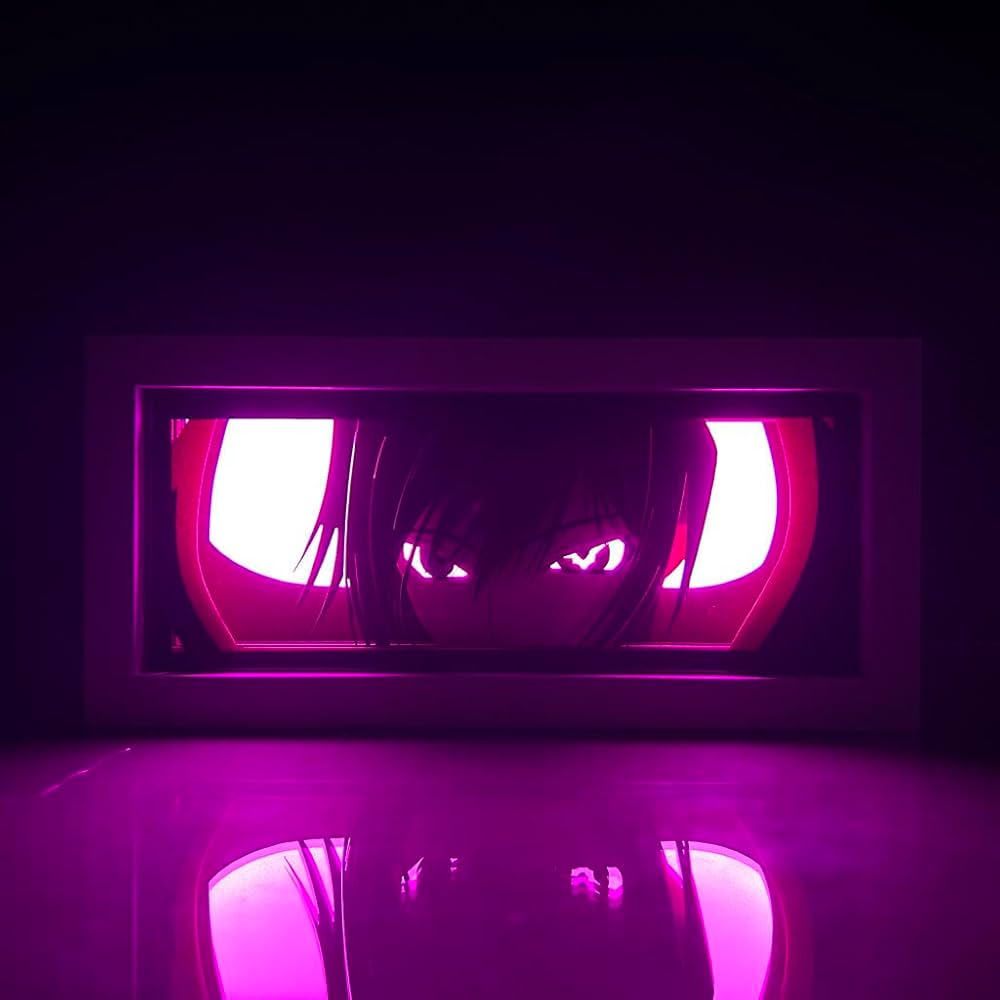 رمز Geass Lelouch Light Light Box من Myanimelightbox ، متوهجة في غرفة مظلمة ، إضاءة درامية
