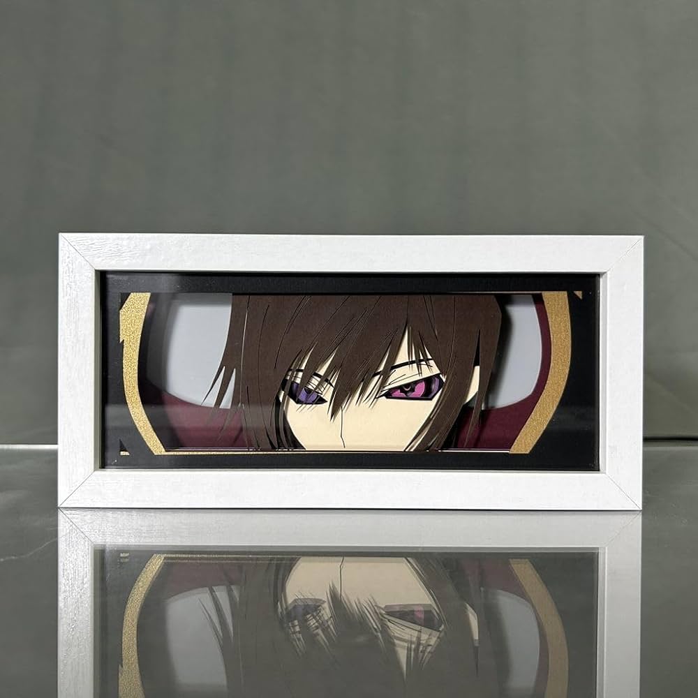 رمز Geass Lelouch Light Light Box من Myanimelightbox ، عرض ، في إطار أبيض مع خلفية زخرفية