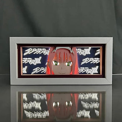 Darling in the Franxx Zero Smile Smile Anime Light Box yang bersinar dengan cahaya, lampu bilik kelihatan, oleh myanimelightbox