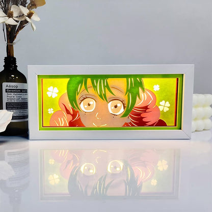 Démonový zabiják Kanroji Smile Anime Light Box od Myanimelightbox, zapnutý s lehkým okolním pokojem
