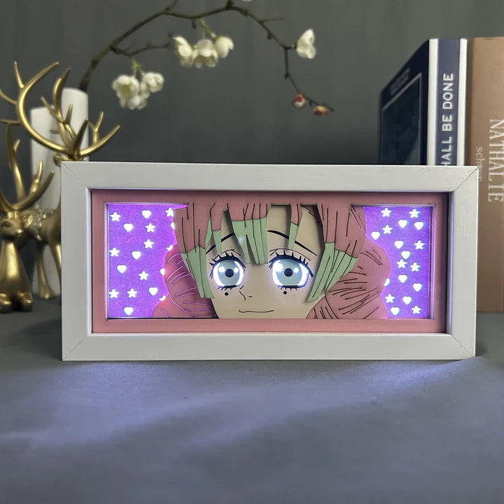 Demon Slayer Kanroji Anime Light Box bercahaya dengan cahaya, lampu bilik kelihatan, oleh Myanimelightbox