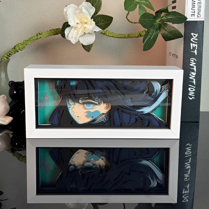 Demon Slayer Muichiro Tokito Anime Box Anime By MyaniMightbox, Afficher, dans un cadre blanc avec fond décoratif
