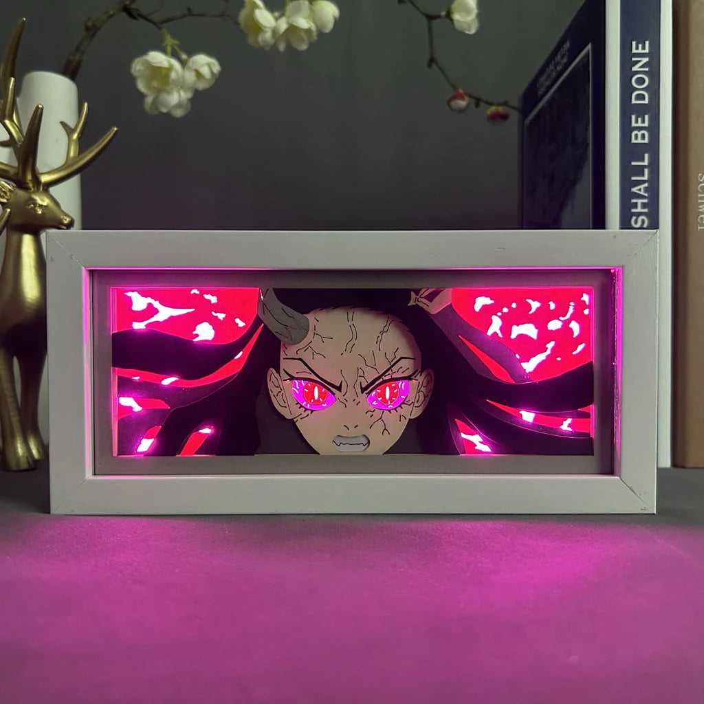 Demon Slayer Nezuko Awakened Anime Light Box van MyanimelightBox, ingeschakeld met omgevingslicht