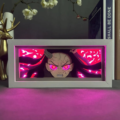 Demon Slayer Nezuko Awakened Anime Light Box van MyanimelightBox, ingeschakeld met omgevingslicht