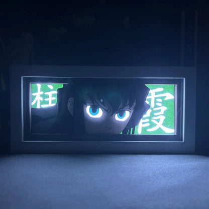 Demon Slayer Tokito Anime Light Box by Myanimelightbox, bercahaya di bilik gelap, pencahayaan dramatik
